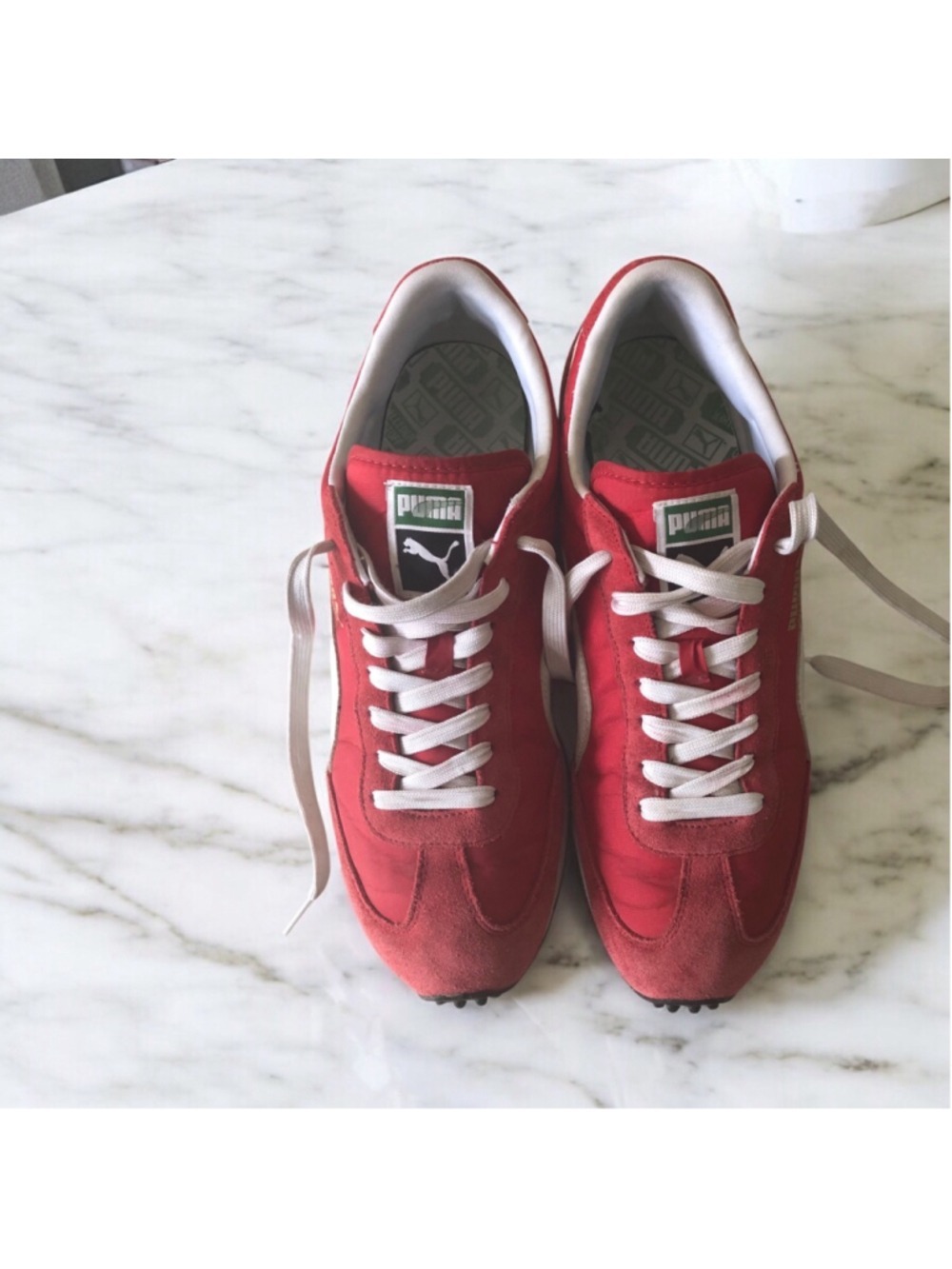 Size 10.5 Puma Red Whirlwind Retro Classic Sneakers Nylon Suede Old School Logo